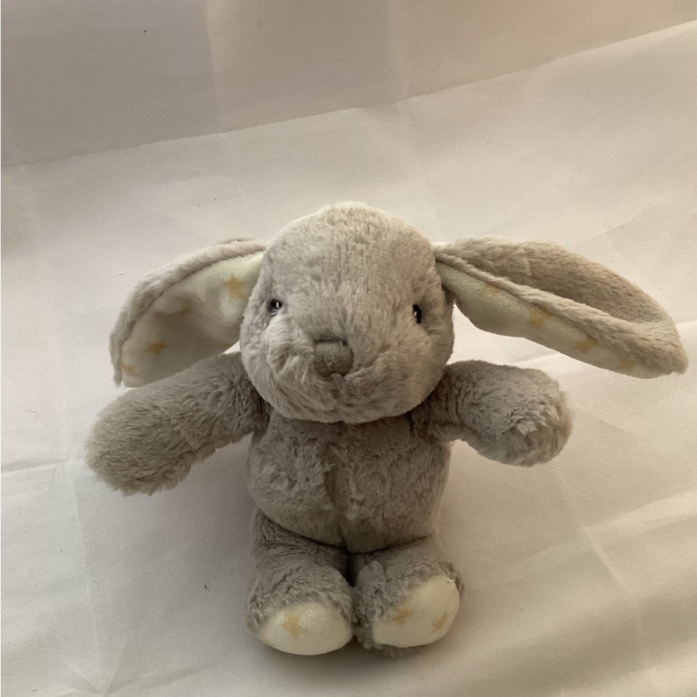 Dreamy hugginz Cloud B grey white and yellow stars lullaby plush rabbit